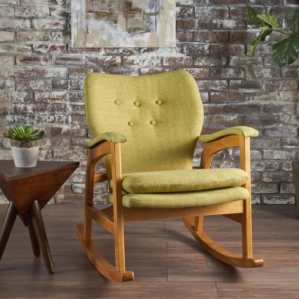 Bethany Mid Century Fabric Rocking Chair (Grey)