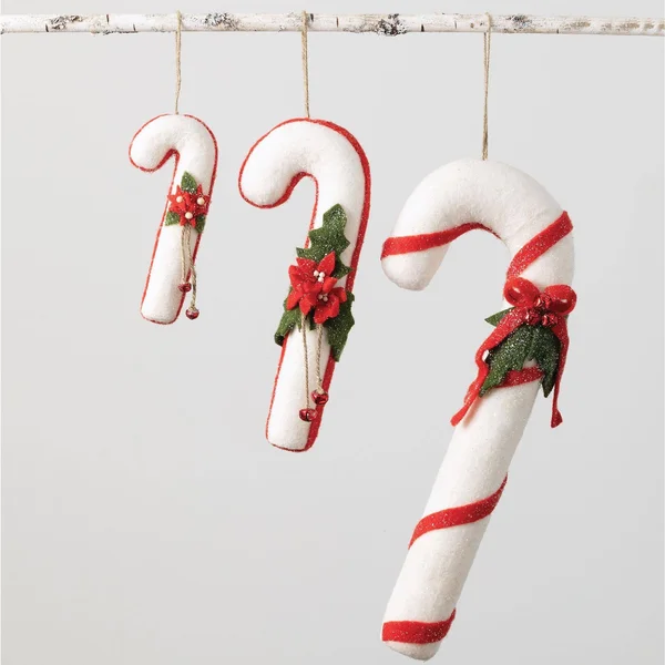 Sullivans Set of 3 Candy Cane Ornaments 22.5x22H & 15x22H Red