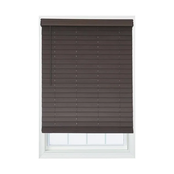 Allen + Roth 2.5-in Slat Width 23.5-in x 72-in Cordless Brown Faux Wood Room Darkening Horizontal Blinds - DFHSC2472-23.5