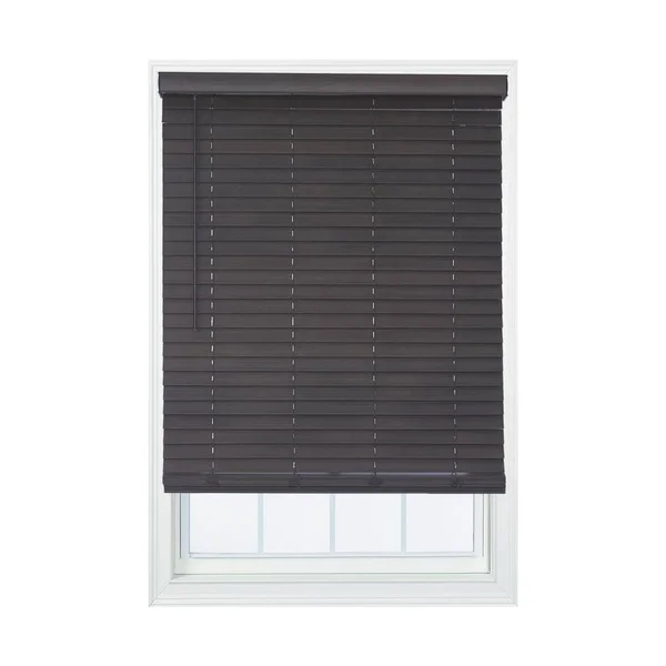 Allen + Roth 2-in Slat Width 71.75-in x 72-in Cordless Walnut Faux Wood Room Darkening Horizontal Blinds in Brown - DFWDD7272-71