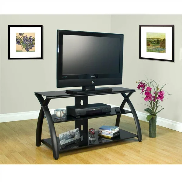 Studio Designs Futura TV Stand - Black, Black Glass