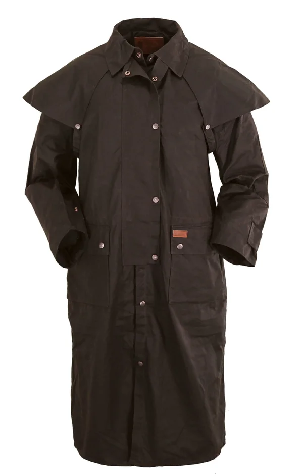Outback Trading Men's Long Oilskin Duster Coat, Brown, L