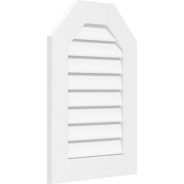 Ekena Millwork GVPOT12X3201SF 12x22W x 32x22H Octagonal Top Surface Mount PVC Gable Vent: Functional, w/ 3-1/2x22W x 1x22P Stand