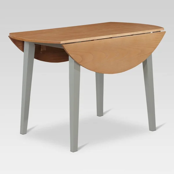 44x22 Carey Round Drop Leaf Extendable Dining Table Gray/Natural - Threshold