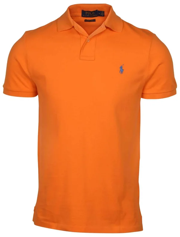 Polo Ralph Lauren Polo RL Men's Custom Slim Fit Mesh Pony Shirt (Small - Orange 085)