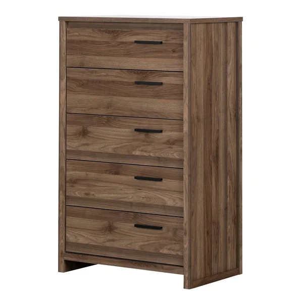 South Shore Lensky 5-Drawer Chest - Natural Walnut