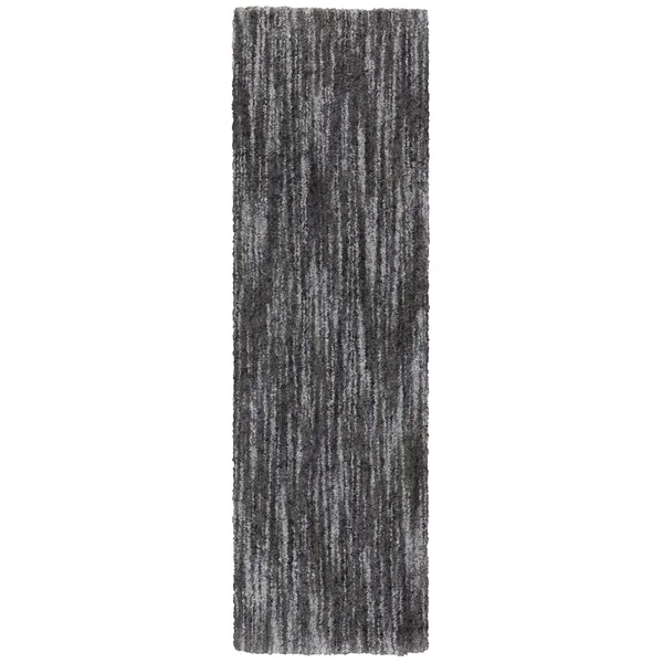 Archer Static Abstract Shag Area Rug - 2&3x22 x 7&6x22 - Charcoal/ Grey