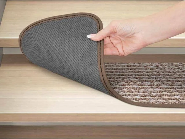 House, Home and More Set of 15 Skid-Resistant Carpet Stair Treads 8 in. x 30 in. and Matching Landing Rug 2 ft. x 3 ft - Praline