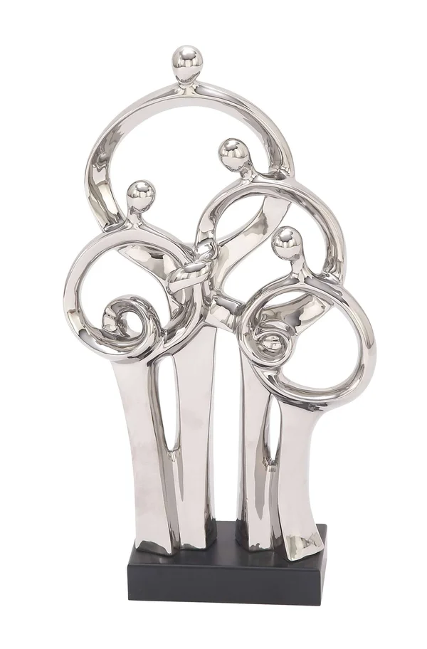 Decmode Ceramic Silver Family Sculpture