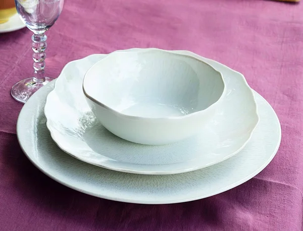 Jars Plume Dinner Plate - White Pearl