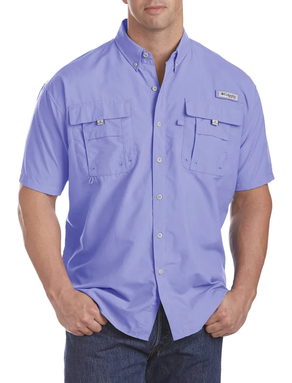 Big & Tall Columbia PFG Bahama II Short-Sleeve Sport Shirt - Purple - Size 2XT, Men's, Size 2XL