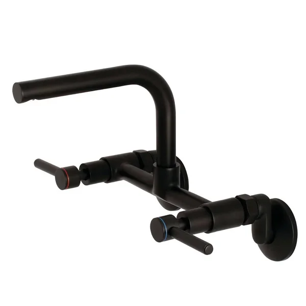 Kingston Brass KS812PB Concord 8x22 Adjustable Center Wall Mount Kitchen Faucet, Polished Brass
