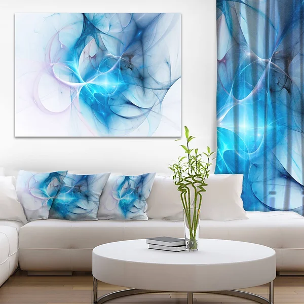 Designart &Blue Nebula Star& Abstract Digital Art Canvas Print - 40 in. Wide x 30 in. High