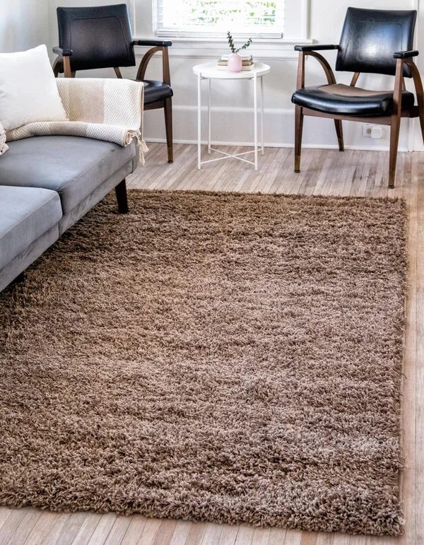 Unique Loom Solid Shag Sandy Brown 6 ft. x 9 ft. Area Rug