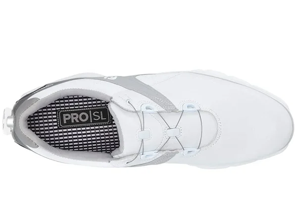 FootJoy Men's Pro/SL Boa Golf Shoes, White/Grey, 7 W US