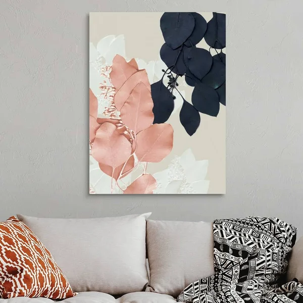 Indigo and Blush Leaves IV - Canvas Wall Art, 30x40, Great Big Canvas