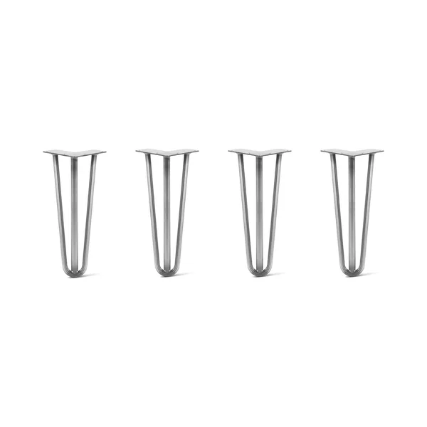 Hairpin Legs Set of 4, 3-Rod Design - Raw Steel, 14x22, Raw Steel, 1/2x22