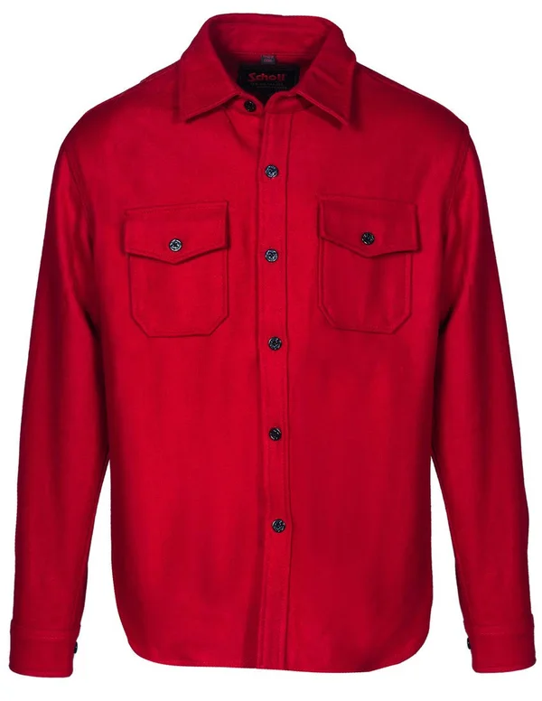 Schott NYC 7810 Men's CPO Wool Shirt - Red Size XL