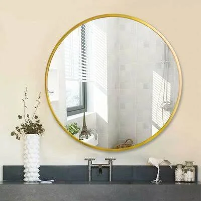 Dimarco 24x22 Wall Circle Mirror Large Round Farmhouse Circular Mirror for Wall Decor Big Bathroom Make Up Vanity Mirror Entrywa