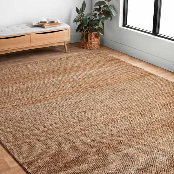 Alexander Home Emily Modern Farmhouse Hand Woven Jute Rug - 3&-6x22 x 5&-6x22 - Natural