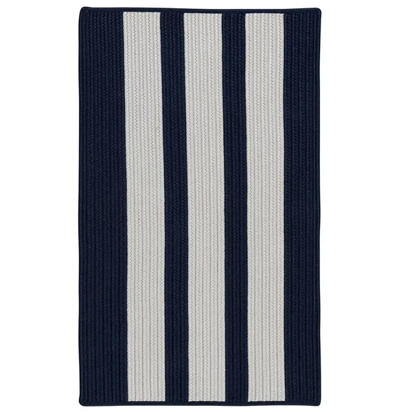 Colonial Mills Coastal Breeze Vertical-Striped Indoor/Outdoor Reversible Braided Rug (2' x 4') Melon Silver - Teal