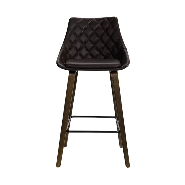 Armen Living Dani 26x22 Brown Faux Leather Barstool in Walnut Glazed Finish