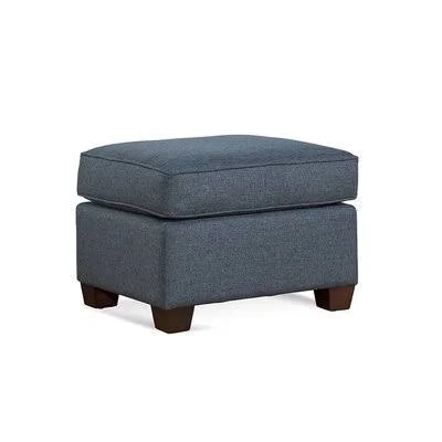Sullivan 26x22 Rectangle Standard Ottoman Braxton Culler Bisque Finish/Blue and Beige Performance Stripe; 0258-61 18x22H x 26x22