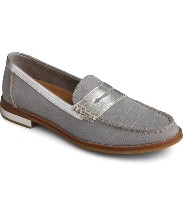 Sperry Seaport Penny Plushwave Saffiano Leather Loafer - Grey