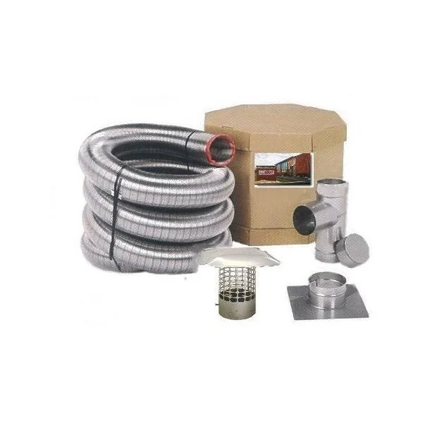 Smoothwall Double Ply Stainless Steel Chimney Liner Kit - 5.5x22 x 35&