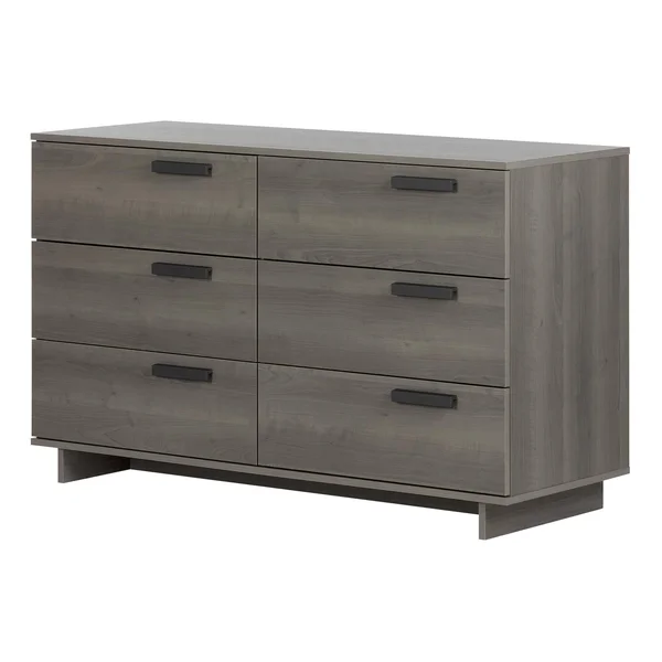 South Shore Cavalleri 6-Drawer Double Dresser, Gray Maple