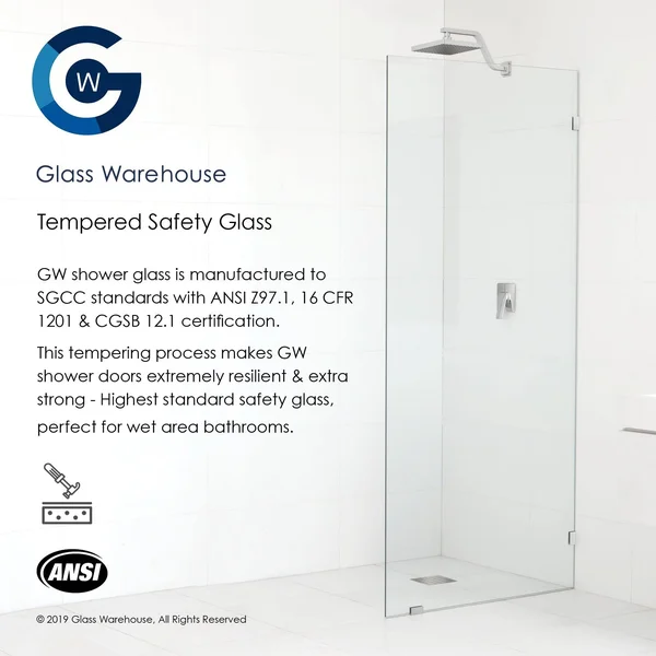 Glass Warehouse GW-WH-63-25-CH 63.25x22 W x 78x22 H Hinged Frameless Shower Door Finish: Chrome