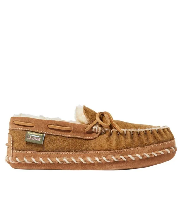 Women's Wicked Good Sheepskin Shearling Lined Slipper Camp Moccasin Originals Brown 10 M(B), L.L.Bean