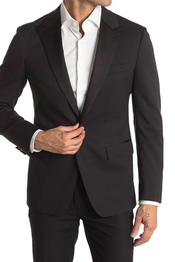 Bonobos Jetsetter Stretch Italian Wool Blazer - Size 46R - Black Peak Lapel at Nordstrom Rack