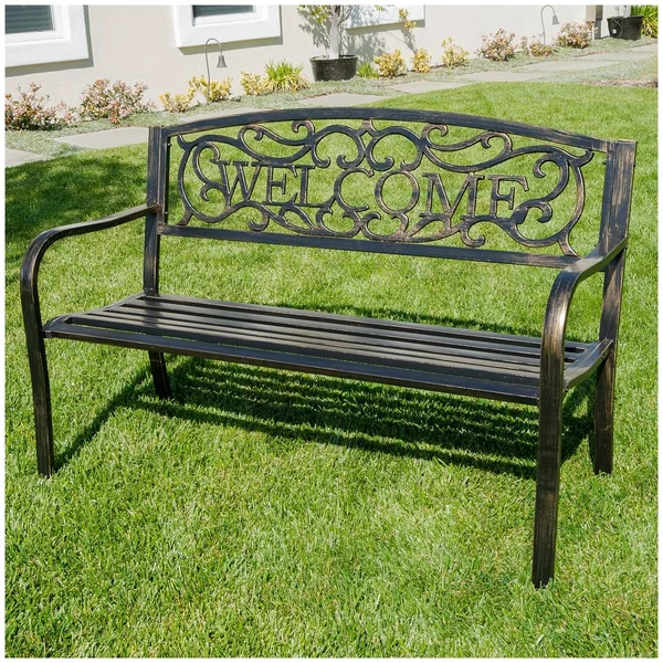 Belleze 50x22 Blossoming Garden Decorative Patio Park Bench, Bronze