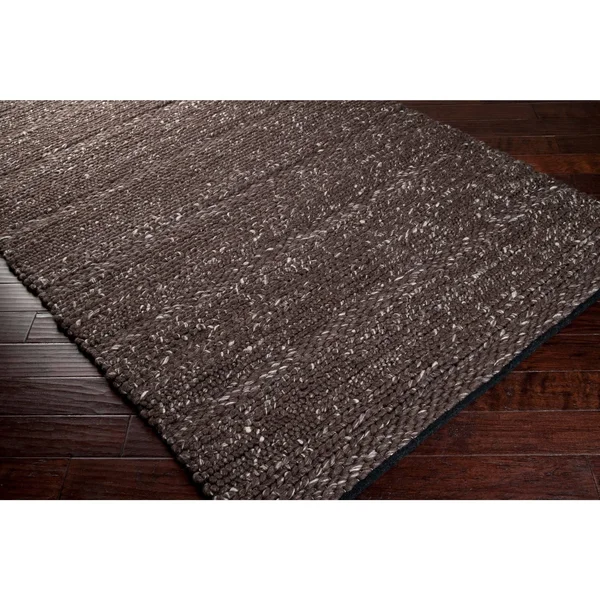 Hand-Woven Casual Solid Beige Bedford Wool Area Rug - 2& x 3& Brown