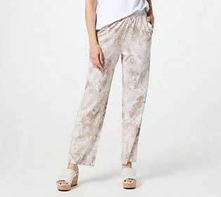 Belle by Kim Gravel Shiborri Print Knit BeachPant, Size XX-Small, Stone