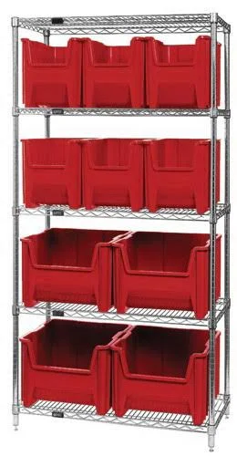 Quantum Storage Systems Wr5-600800bl Bin Shelving, WIRE, 36x18, 10 Bins, Blue