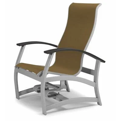 Belle Isle Marine Grade Sling Hidden Motion Chat Swivel Patio Chair Telescope Casual Frame Finish: Textured Silver, Fabric: Peca