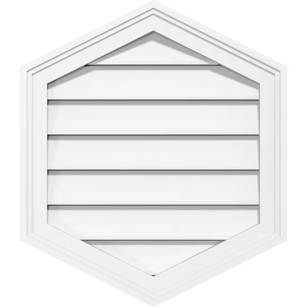 Ekena Millwork GVPVP24X3402SF-04 24x22W x 34x22H Vertical Peaked Surface Mount PVC Gable Vent 4/12 Pitch: Functional, w/ 2x22W x