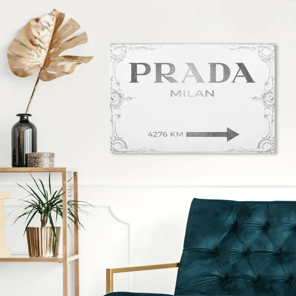 Oliver Gal &Milan Sign& Fashion and Glam Wall Art Canvas Print - Gray, White (15 x 10)