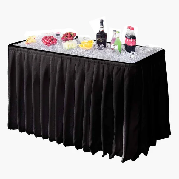 Modern Home 4-Inch Party Ice Bin Table with Skirt (Black) - 47.5" x 23.9" x 32.3"