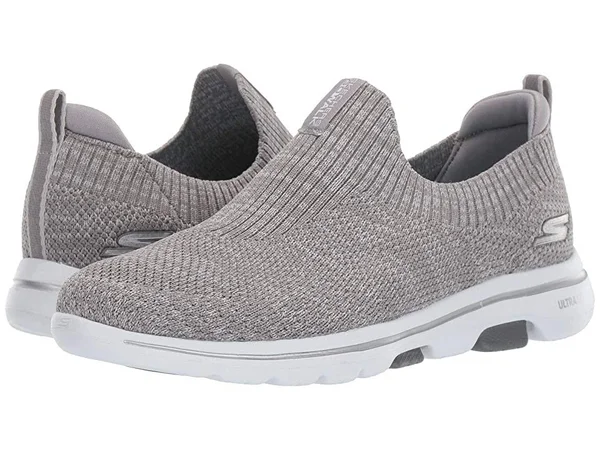 Skechers Women's GOwalk 5 Trendy Slip on Sneaker, Gray