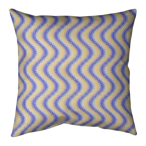 Wavy Stripes Throw Pillow - 14 x 14 - Pink Green & Blue - Faux Suede