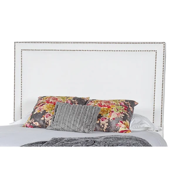 Leffler Home Brookside King Upholstered Headboard in Peyton Pearl with Brass Nailhead