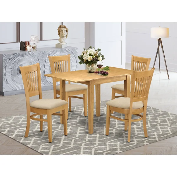 East West Furniture Dining Room Set Oak - NDVA3-OAK-C
