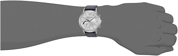 Emporio Armani Mens Connected Blue Leather Hybrid Smartwatch