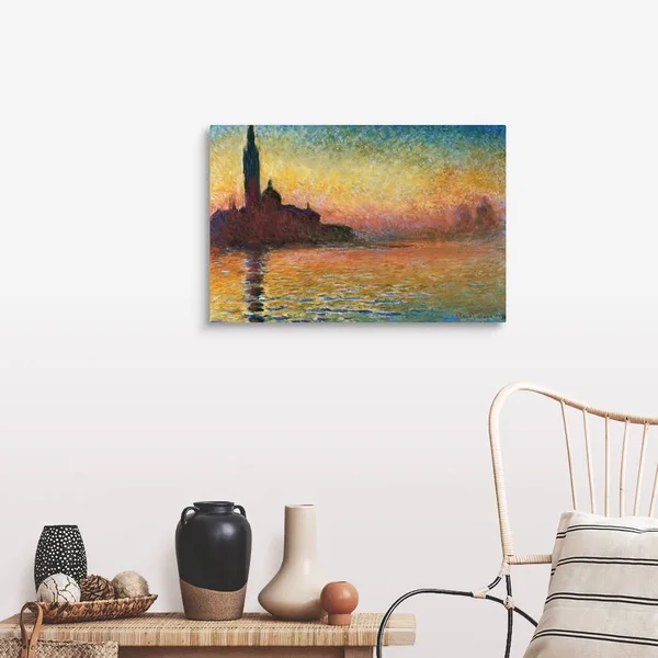 San Giorgio Maggiore at Twilight by Claude Monet - Large Solid-Faced Canvas Wall Art Print, Great Big Canvas