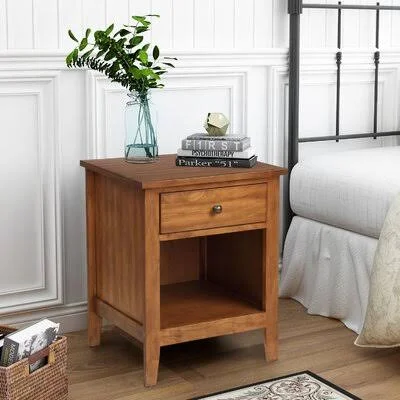 1 - Drawer Solid Wood Nightstand Red Barrel Studio Color: Brown