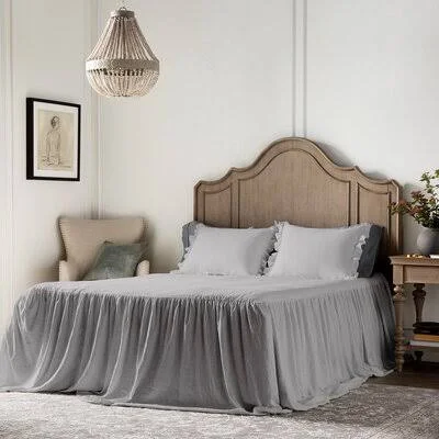 Arrington Ruffle Skirt Bedspread Set House of Hampton Color: Gray - Size: Queen Bedspread + 2 Shams