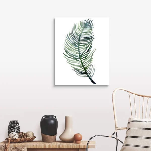 Watercolor Palm Leaves III, Large Solid-Faced Canvas Wall Art Print, Great Big Canvas